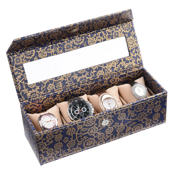 Ecoleatherette Handcrafted 4 Watch Box Watch Organiser Watch Holder Watch case (4WB.008)