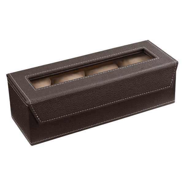 Ecoleatherette Handcrafted 4 Watch Box Watch Organiser Watch Holder Watch case (4WB.Chocolate)