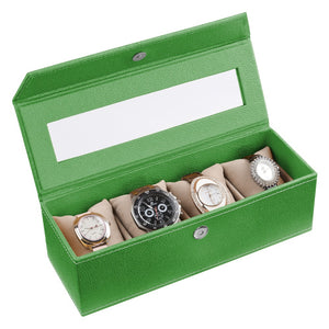 Ecoleatherette Handcrafted 4 Watch Box Watch Organiser Watch Holder Watch case (4WB.V.Green)
