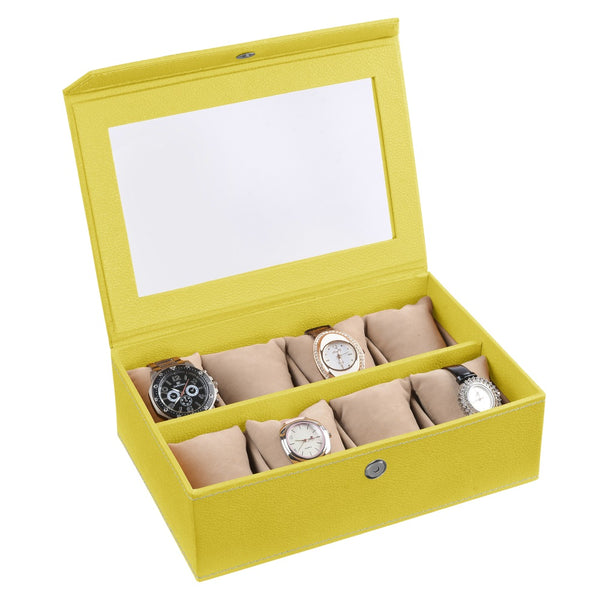 Ecoleatherette Handcrafted Eco Friendly 8 Watch Box, Watch Case, Watch Organizer (8WB.L.Yellow)