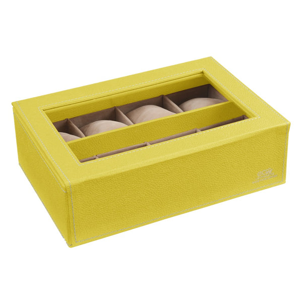Ecoleatherette Handcrafted Eco Friendly 8 Watch Box, Watch Case, Watch Organizer (8WB.L.Yellow)