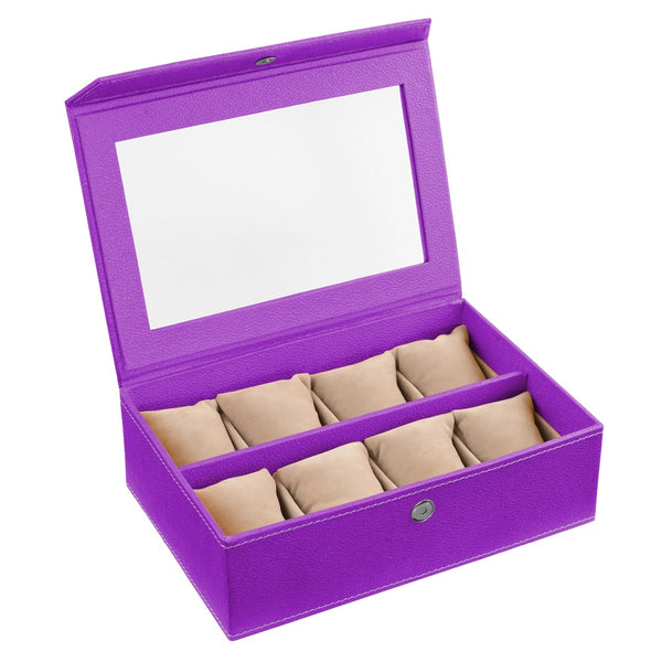 Ecoleatherette Handcrafted Eco Friendly 8 Watch Box, Watch Case, Watch Organizer (8WB.Lilac)