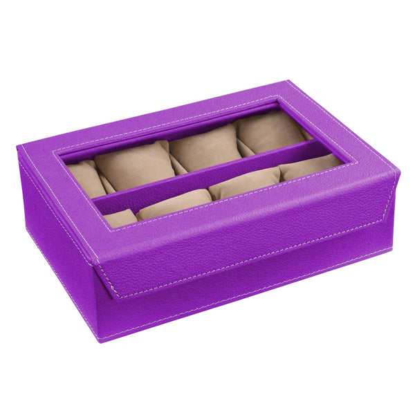 Ecoleatherette Handcrafted Eco Friendly 8 Watch Box, Watch Case, Watch Organizer (8WB.Lilac)