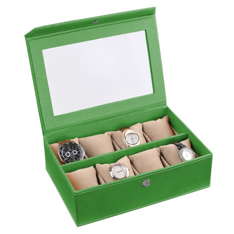 Ecoleatherette Handcrafted Eco Friendly 8 Watch Box, Watch Case, Watch Organizer (8WB.V.Green)