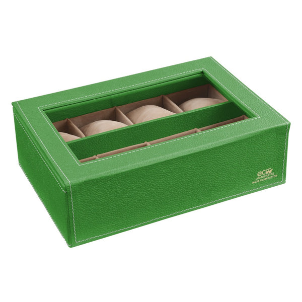 Ecoleatherette Handcrafted Eco Friendly 8 Watch Box, Watch Case, Watch Organizer (8WB.V.Green)