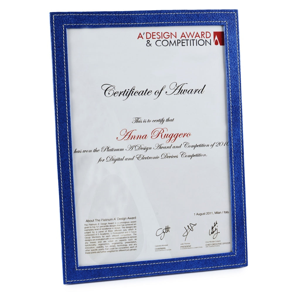 Ecoleatherette Ready to Use A-4 Certificate Frame (A4CF.D.Blue)