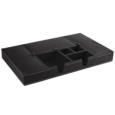 Ecoleatherette Handcrafted Desk Organizer 7 Compartment Office Stationery Tray (DOTB.Black)