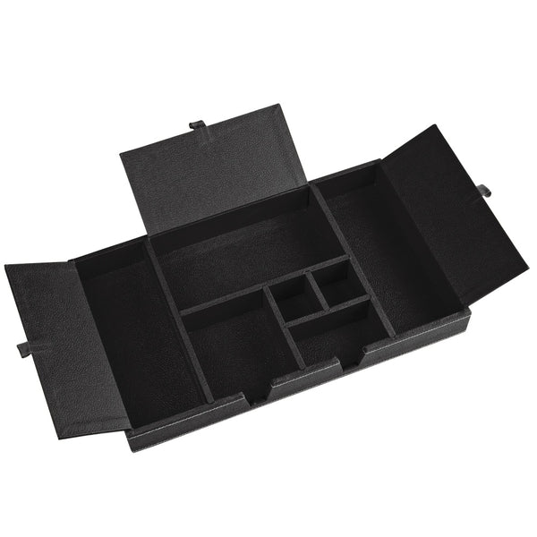 Ecoleatherette Handcrafted Desk Organizer 7 Compartment Office Stationery Tray (DOTB.Black)