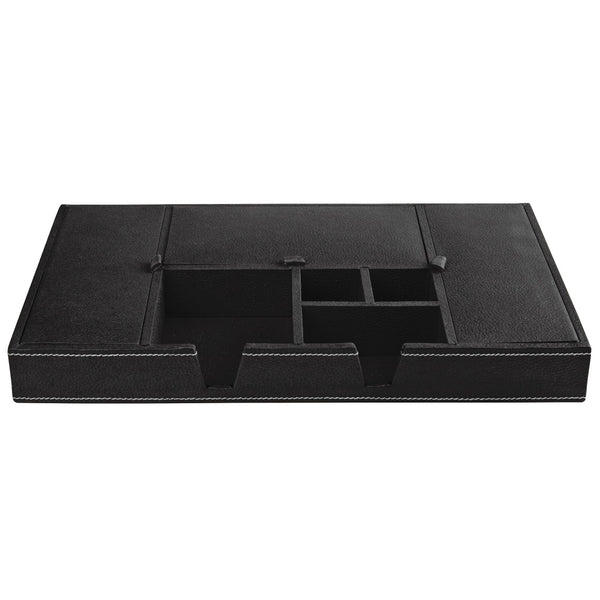 Ecoleatherette Handcrafted Desk Organizer 7 Compartment Office Stationery Tray (DOTB.Black)