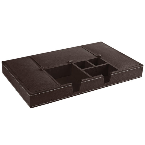 Ecoleatherette Handcrafted Desk Organizer 7 Compartment Office Stationery Tray (DOTB.Chocolate)