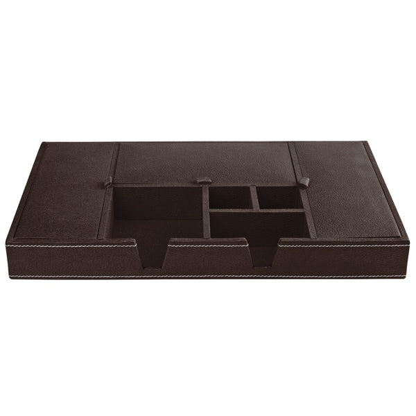 Ecoleatherette Handcrafted Desk Organizer 7 Compartment Office Stationery Tray (DOTB.Chocolate)