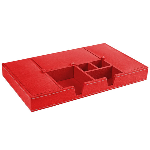 Ecoleatherette Handcrafted Desk Organizer 7 Compartment Office Stationery Tray (DOTB.Red)