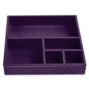 Ecoleatherette Handcrafted Desk Organizer 5 Compartment Office Stationery Tray (DOTS.Wine)