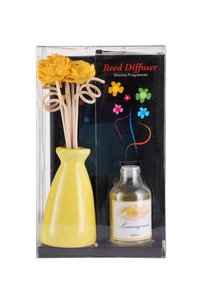 Arofume Reed Diffuser Gift set with Ceramic Pot,Reed Sticks & Oil Long Lasting Scent for for Home Office (Lemongrass Fragrance)