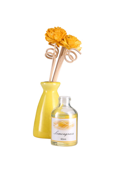 Arofume Reed Diffuser Gift set with Ceramic Pot,Reed Sticks & Oil Long Lasting Scent for for Home Office (Lemongrass Fragrance)