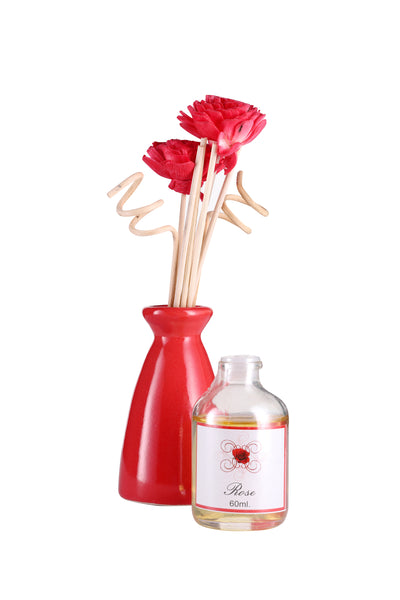 Arofume Reed Diffuser Gift set with Ceramic Pot,Reed Sticks & Oil Long Lasting Scent for for Home Office (Rose  Fragrance)