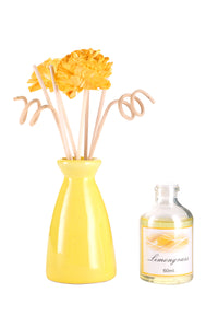 Arofume Reed Diffuser Gift set with Ceramic Pot,Reed Sticks & Oil Long Lasting Scent for for Home Office (Lemongrass Fragrance)