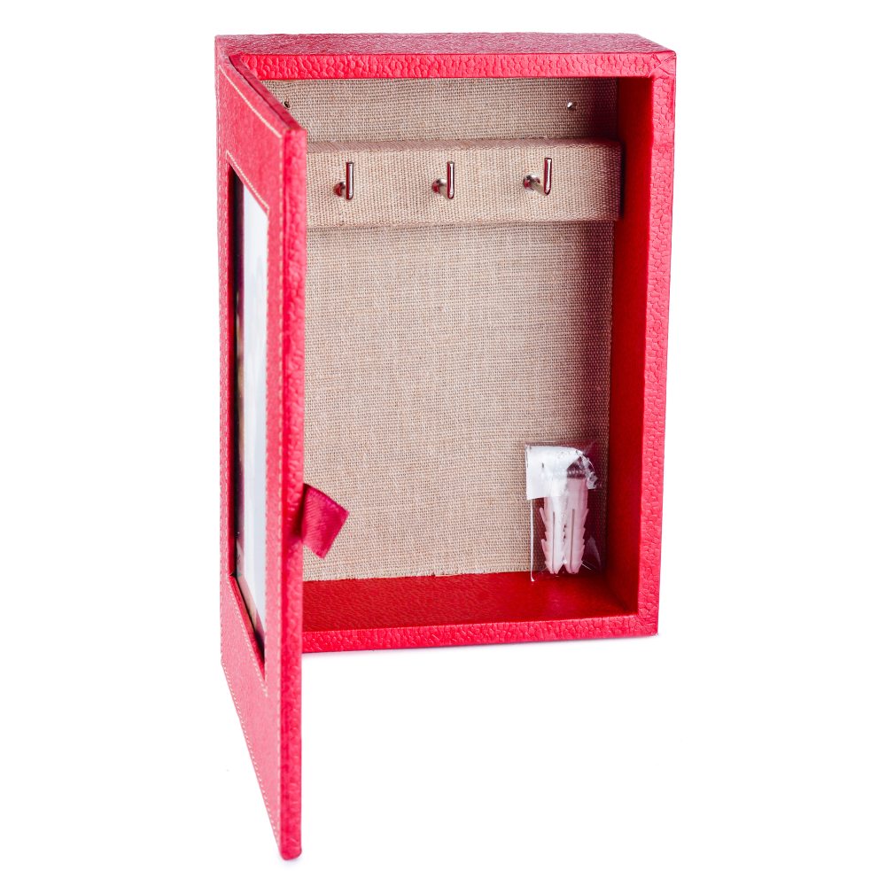 Ecoleatherette Wall Hanging Key Box Key Holder For 3 Key Chain (KHS.D.Pink)
