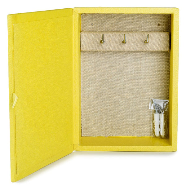 Ecoleatherette Wall Hanging Key Box Key Holder For 3 Key Chain (KHS.L.Yellow)