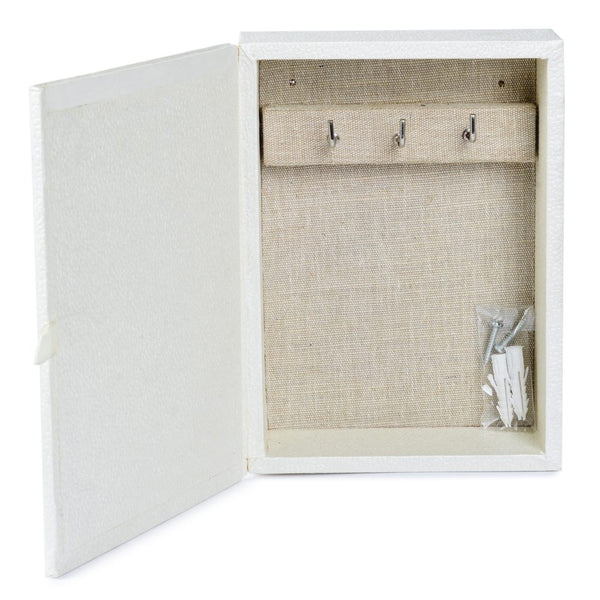 Ecoleatherette Wall Hanging Key Box Key Holder For 3 Key Chain (KHS.Pearl)