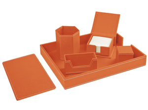 Ecoleatherette 6 Pcs Office Desktop Stationary Gift Set (OFS6.B.ORANGE)