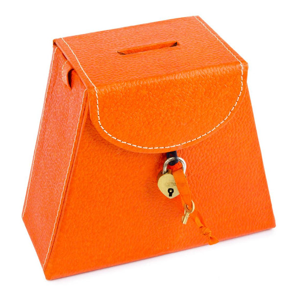 Ecoleatherette Handcrafted Coin Bank Piggy Bank (PB.Orange)