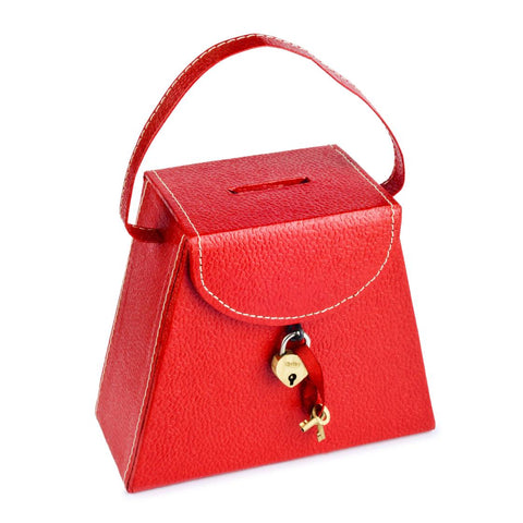 Ecoleatherette Handcrafted Coin Bank Piggy Bank (PB.Red)