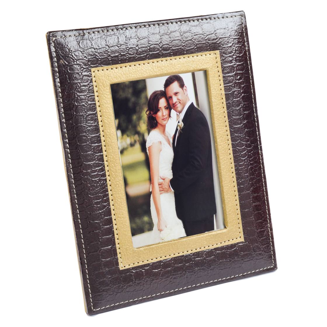 Ecoleatherette 5"x7" Photo Frame with Hanging and Standing Options (RPF57.Crocodile)
