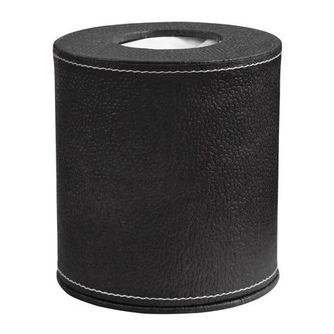 Ecoleatherette Handcrafted Round Tissue Paper Tissue Holder Car Tissue Box Comes with 50 Pulls Tissue (RDTB.Black))
