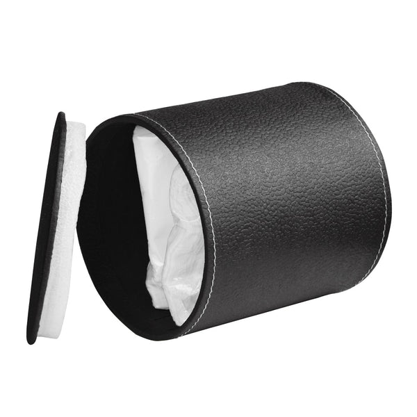 Ecoleatherette Handcrafted Round Tissue Paper Tissue Holder Car Tissue Box Comes with 50 Pulls Tissue (RDTB.Black))