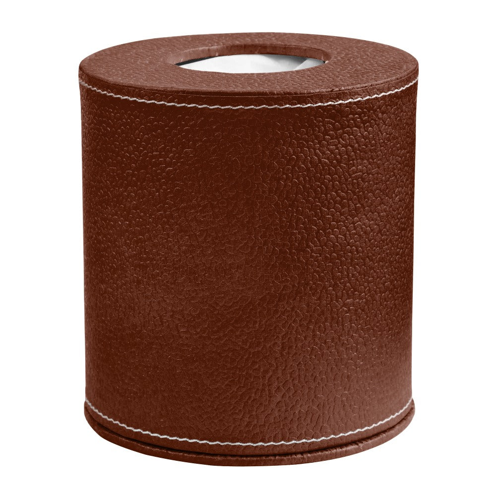 Ecoleatherette Handcrafted Round Tissue Paper Tissue Holder Car Tissue Box Comes with 50 Pulls Tissue (RDTB.D.Brown)