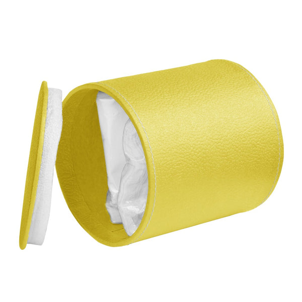 Ecoleatherette Handcrafted Round Tissue Paper Tissue Holder Car Tissue Box Comes with 50 Pulls Tissue (RDTB.L.Yellow)