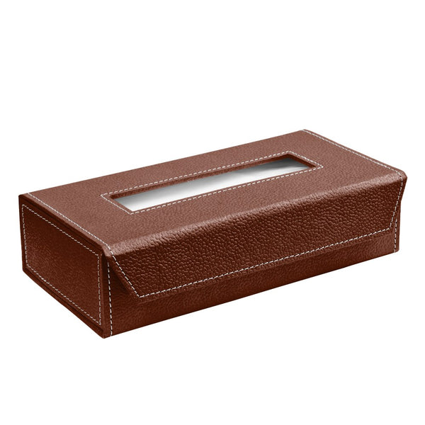 Ecoleatherette Handcrafted Tissue Paper Tissue Holder Car Tissue Box With 100 Pulls tissue (Dark Brown)