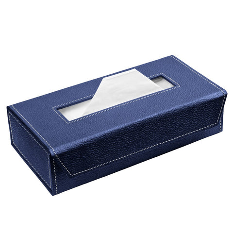Ecoleatherette Handcrafted Tissue Paper Tissue Holder Car Tissue Box With 100 Pulls tissue (Navy Blue)