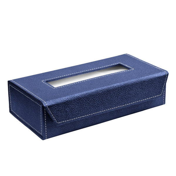 Ecoleatherette Handcrafted Tissue Paper Tissue Holder Car Tissue Box With 100 Pulls tissue (Navy Blue)