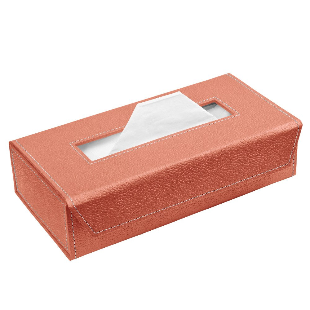 Ecoleatherette Handcrafted Tissue Paper Tissue Holder Car Tissue Box With 100 Pulls tissue (Sugar coral)