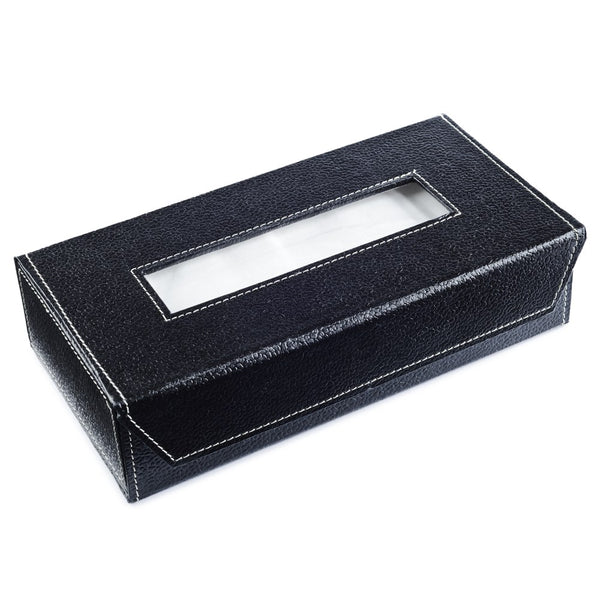 Ecoleatherette Handcrafted Tissue Paper Tissue Holder Car Tissue Box With 100 Pulls tissue (TB.Black)