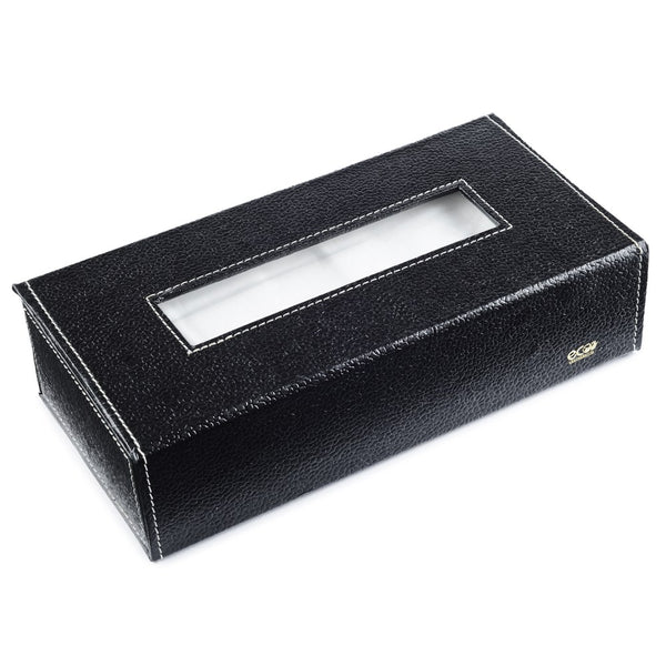 Ecoleatherette Handcrafted Tissue Paper Tissue Holder Car Tissue Box With 100 Pulls tissue (TB.Black)