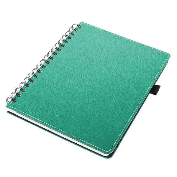 Ecoleatherette A-5 Wiro Spiral Hard Cover Notebook (WHCJA5.C.Green)