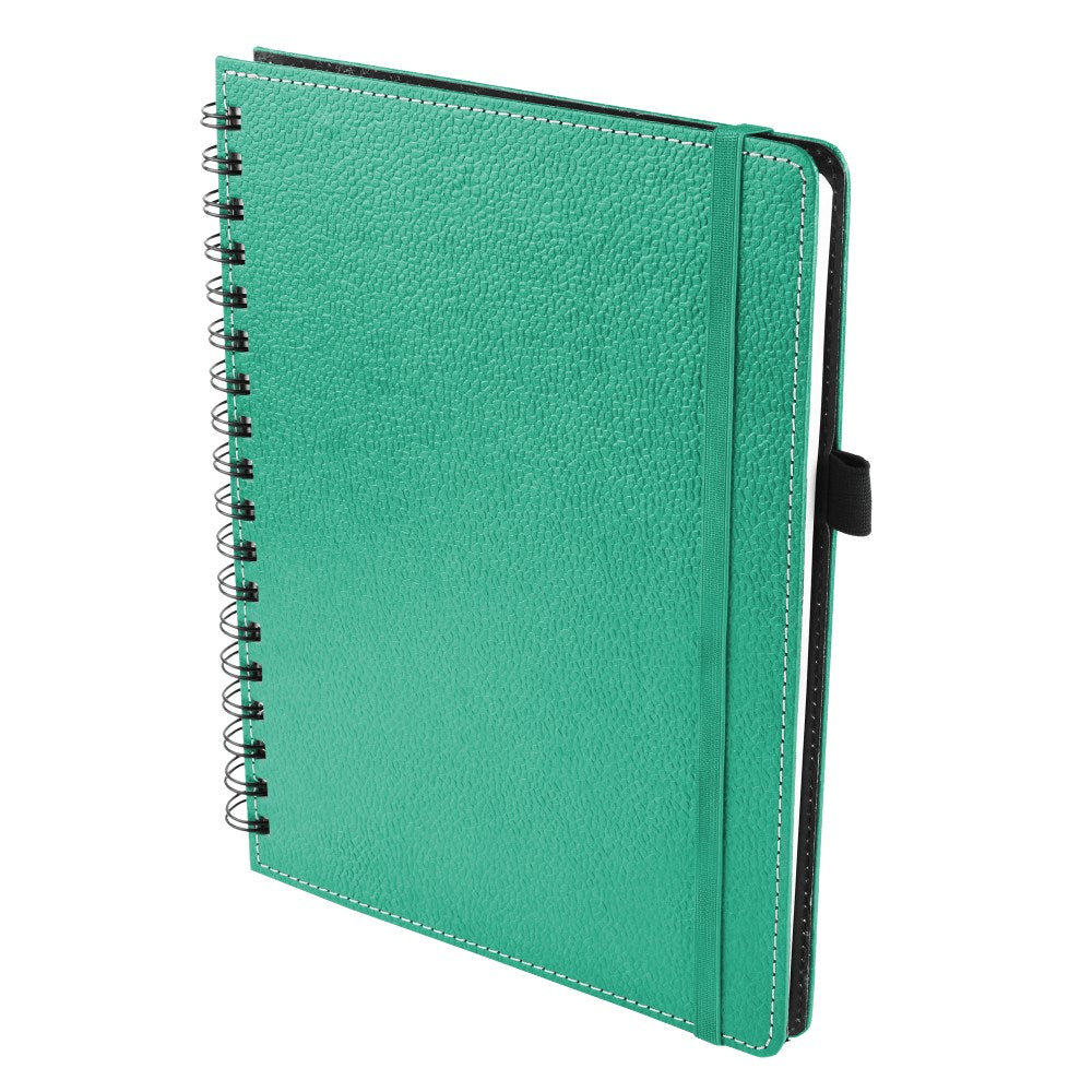Ecoleatherette A-5 Wiro Spiral Hard Cover Notebook (WHCJA5.C.Green)
