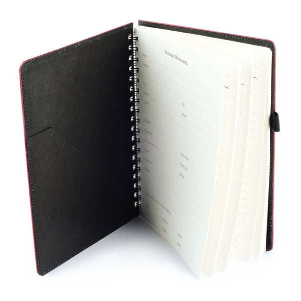 Ecoleatherette A-5 Wiro Spiral Hard Cover Notebook (WHCJA5.Pink)