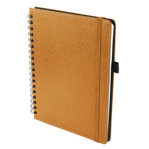 Ecoleatherette A-5 Wiro Spiral Hard Cover Notebook (WHCJA5.R.Gold)