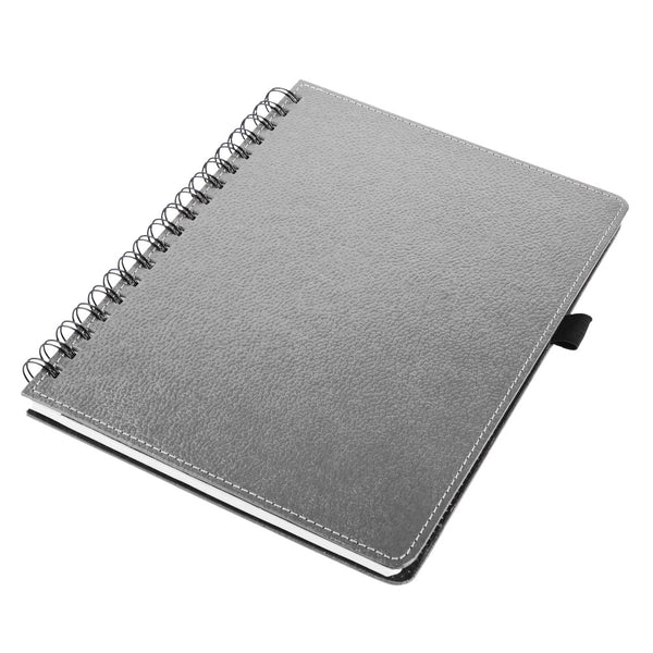 Ecoleatherette A-5 Wiro Spiral Hard Cover Notebook (WHCJA5.Silver)