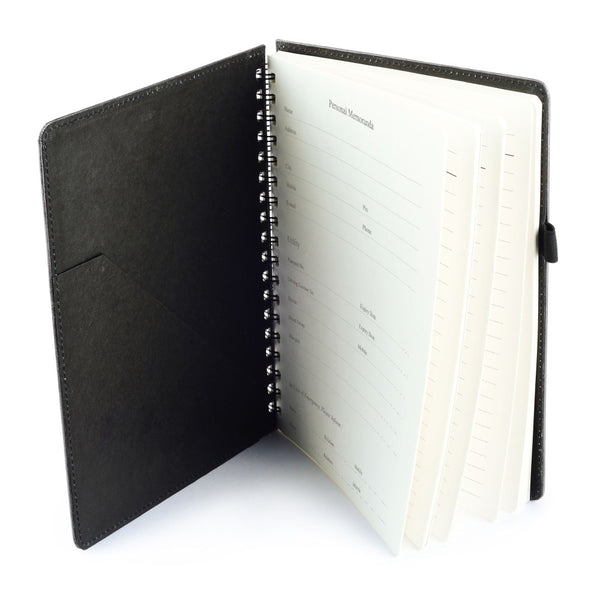 Ecoleatherette A-5 Wiro Spiral Hard Cover Notebook (WHCJA5.Silver)