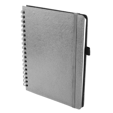 Ecoleatherette A-5 Wiro Spiral Hard Cover Notebook (WHCJA5.Silver)
