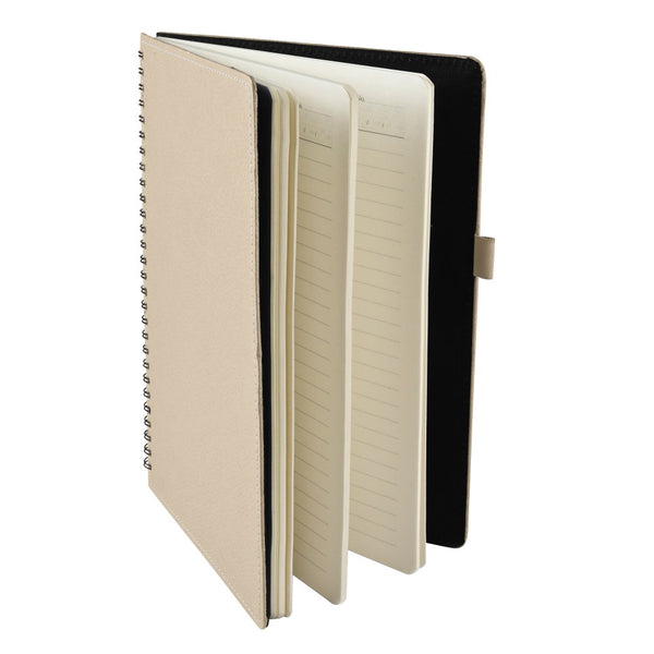 Ecoleatherette B-5 Wiro Spiral Hard Cover Notebook (WHCJB5.Beige)