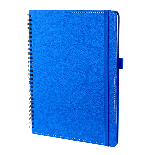 Ecoleatherette B-5 Wiro Spiral Hard Cover Notebook (WHCJB5.D.Blue)