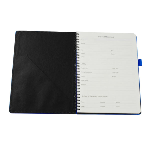 Ecoleatherette B-5 Wiro Spiral Hard Cover Notebook (WHCJB5.D.Blue)