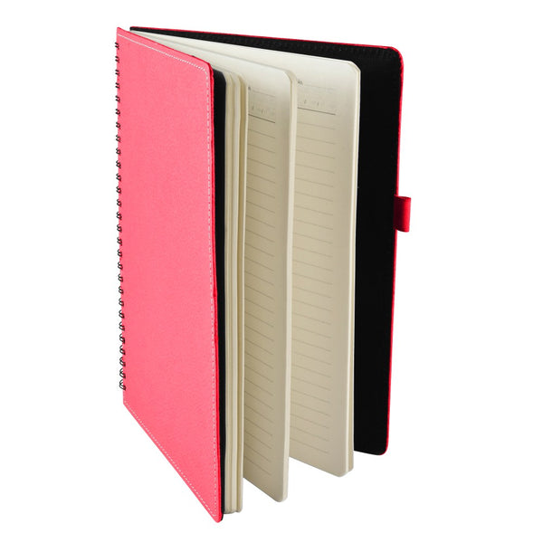 Ecoleatherette B-5 Wiro Spiral Hard Cover Notebook (WHCJB5.D.Pink)