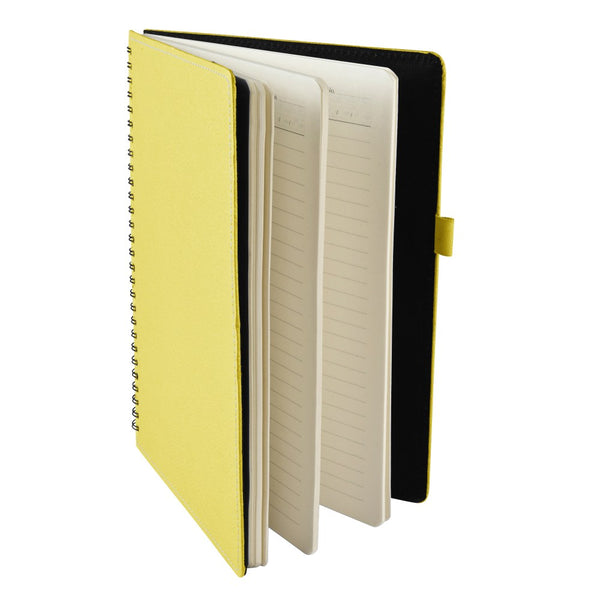 Ecoleatherette B-5 Wiro Spiral Hard Cover Notebook (WHCJB5.Yellow)